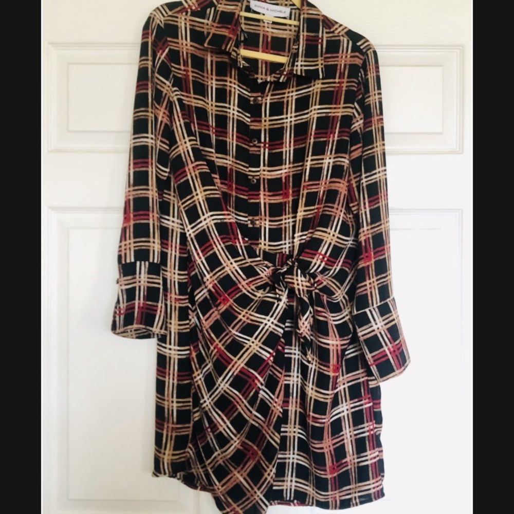 Plaid Wrap Style Shirt Dress - Like New